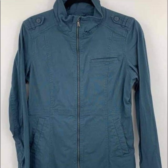 Prana Mayve Cotton Utility Full Zip Jacket Indigo Blue  M​​ - Picture 3 of 9